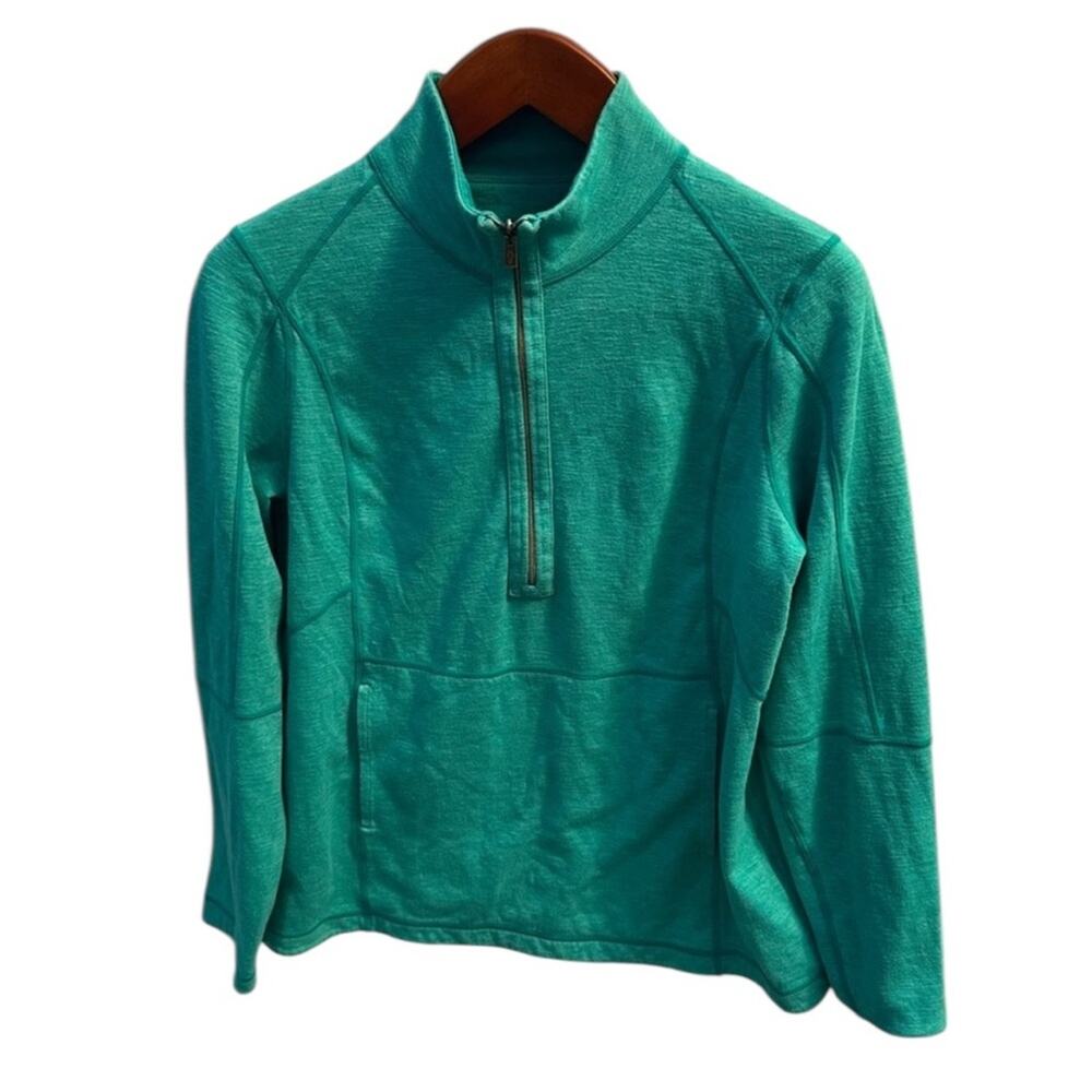 Tommy Bahama Womens Large Teal Green Quarter-Zip Pullover reversible